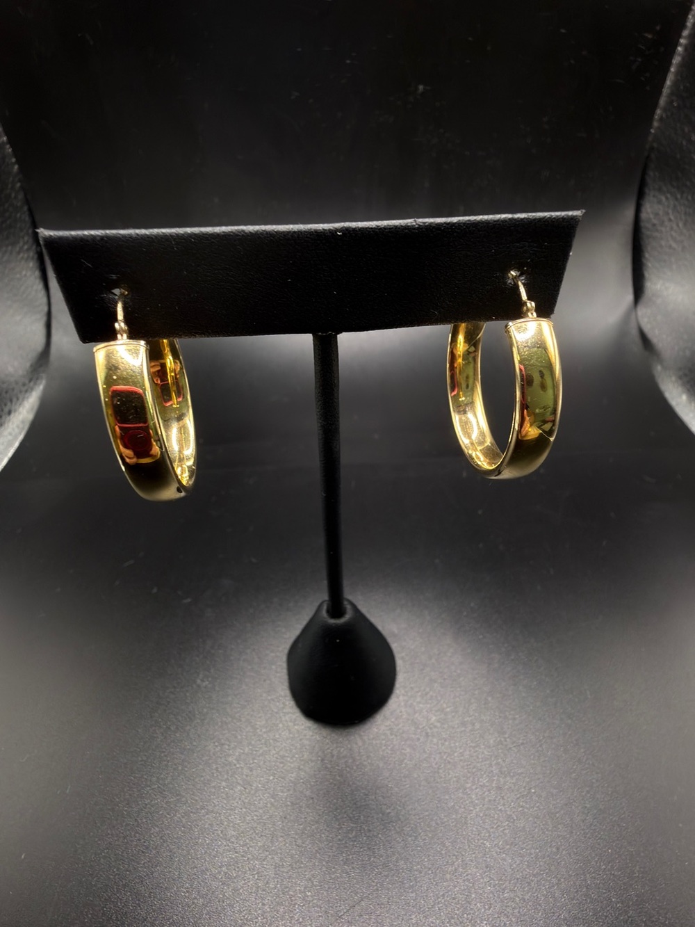 14K YELLOW GOLD 1” HOOP EARRINGS 6mm SHINY CLASSIC TIMELESS CHIC JEWELRY - Picture 8 of 11